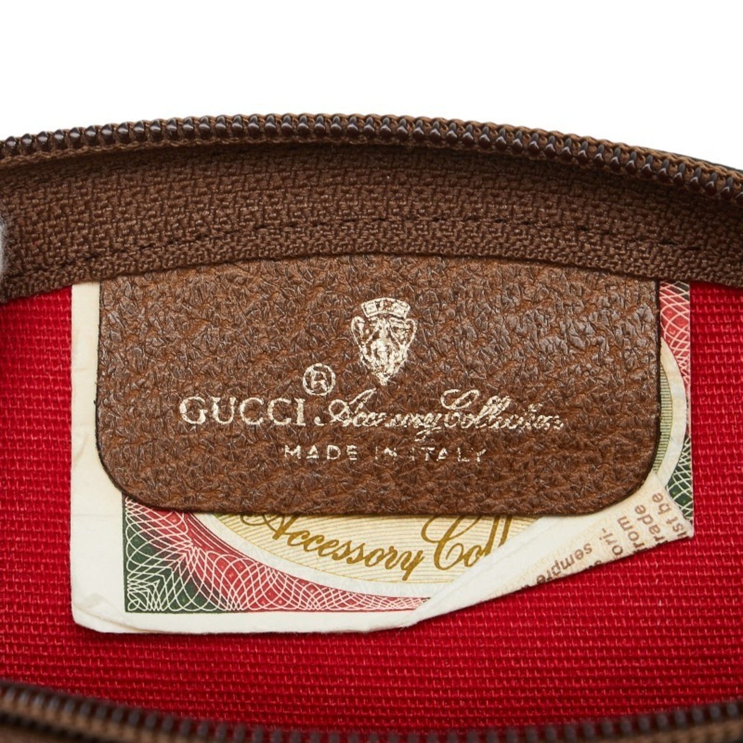 Gucci Brown Red Color Pvc Leather Pouch ( )