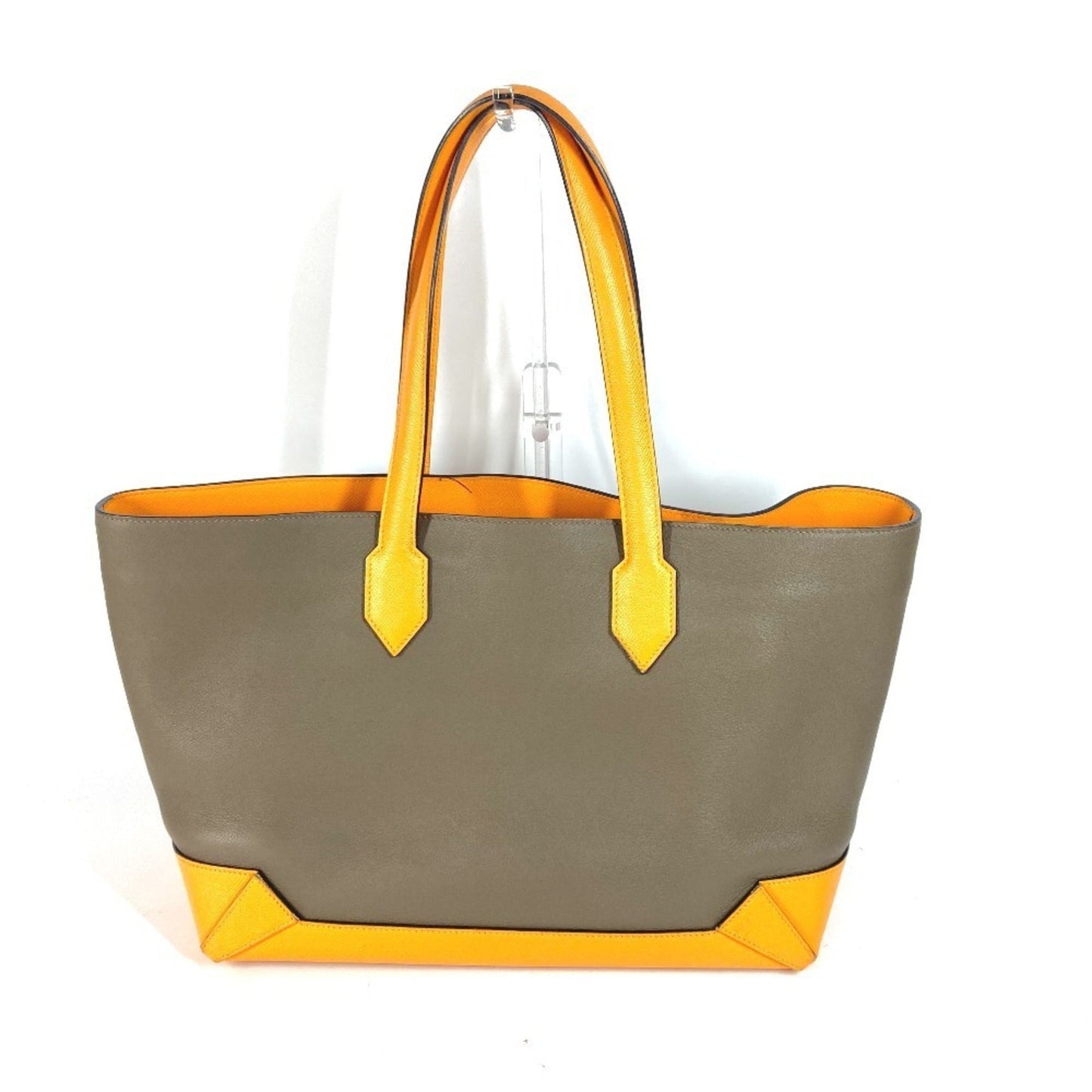 Hermes Grayish Yellow Epsom Leather Evercalf Leather Shoulder Bag Tote Bag ( )