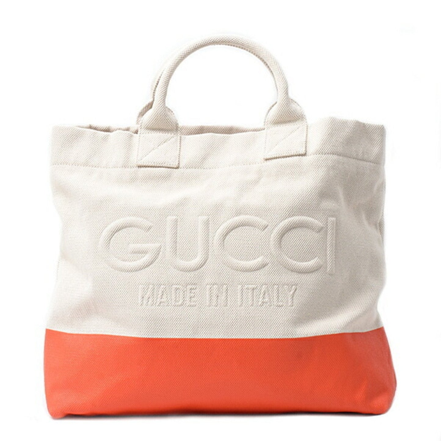 Gucci Orange White Canvas Handbag Tote Bag ( )