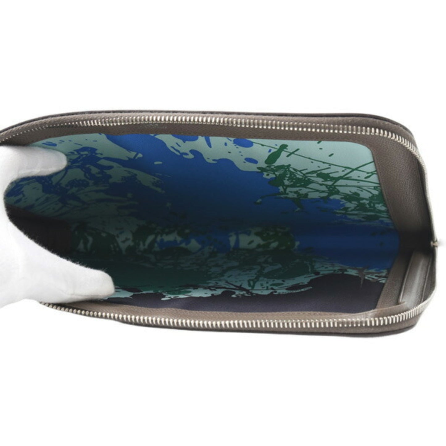 Hermes Kara Gray Epsom Leather Clutch Bag ( )