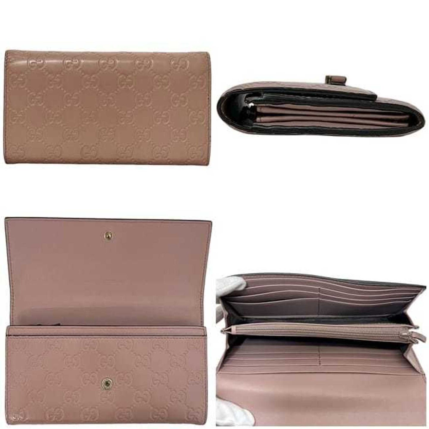 Gucci Beige Pink Leather Long Wallet (Bi-Fold) ( )