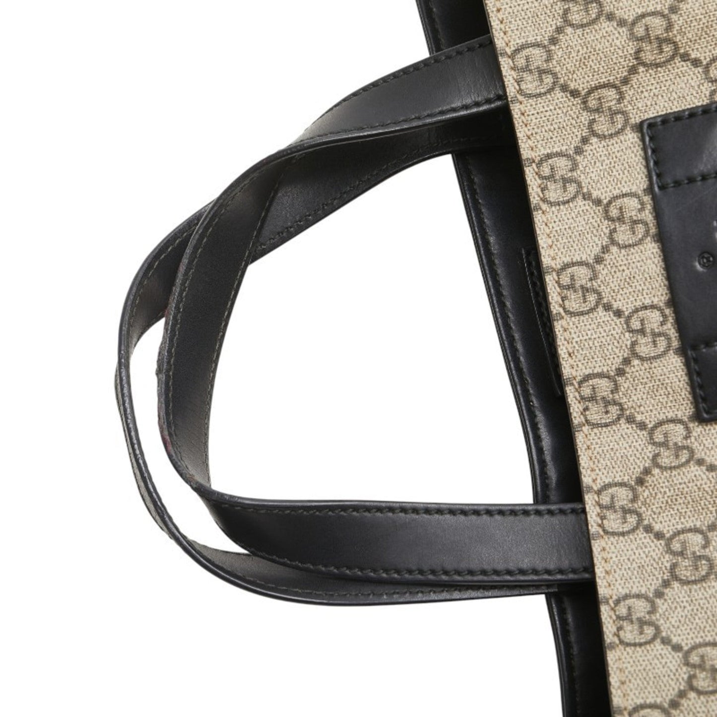 Gucci Beige Black Pvc Leather Shoulder Bag Tote Bag ( )