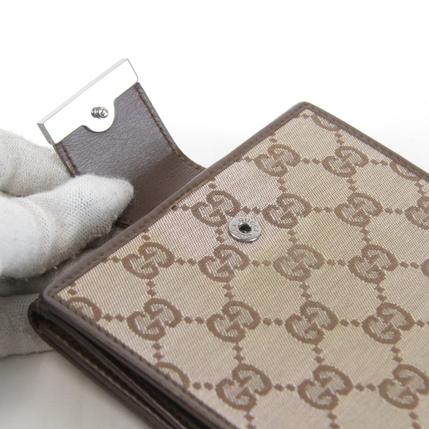 Gucci Brown Gg Canvas Leather Wallet (Bi-Fold) ( )
