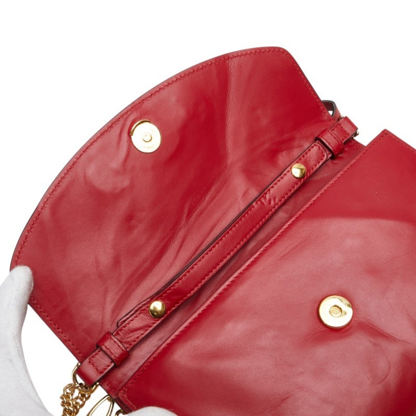 Gucci Red Color Leather Handbag Shoulder Bag ( )
