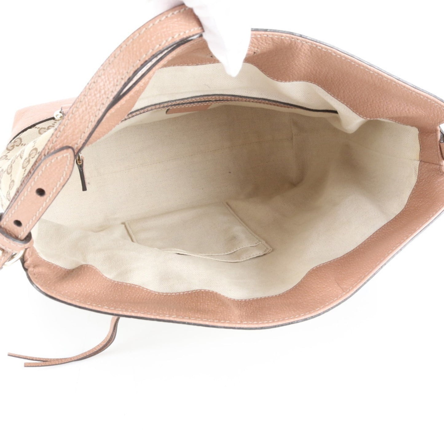 Gucci Pink Beige Leather Canvas Tote Bag ( )