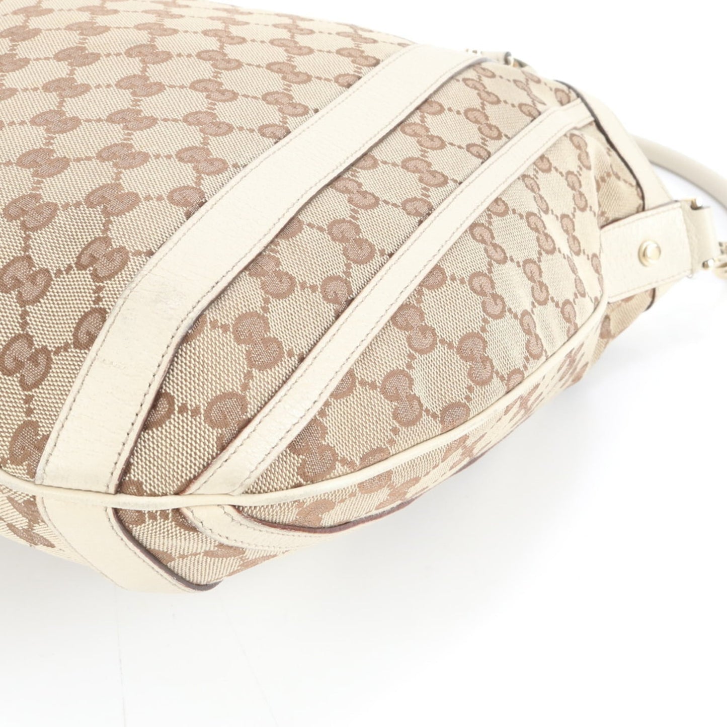 Gucci Brown White Leather Canvas Shoulder Bag ( )