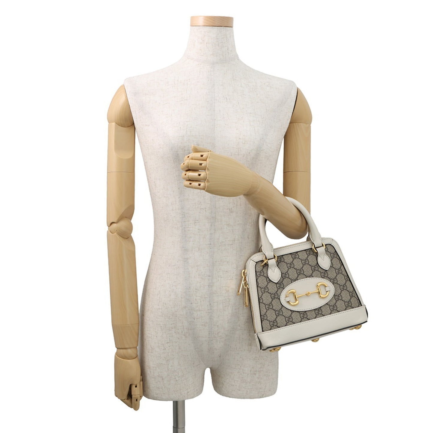 Gucci Horsebit Beige Ivory Gg Supreme Leather Handbag Shoulder Bag ( )
