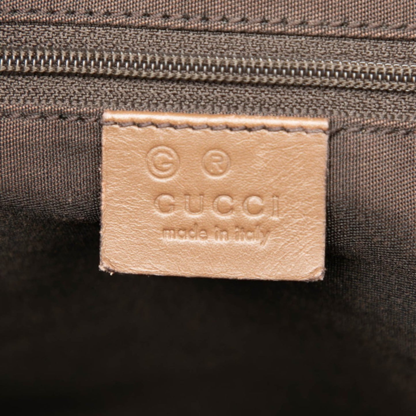 Gucci Beige Brown Canvas Leather Tote Bag ( )