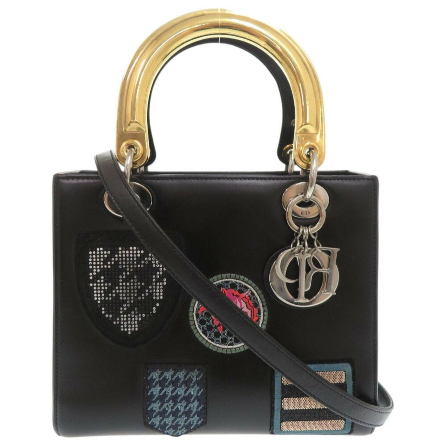 Christian Dior Black Multi-Color Leather Handbag Shoulder Bag ()
