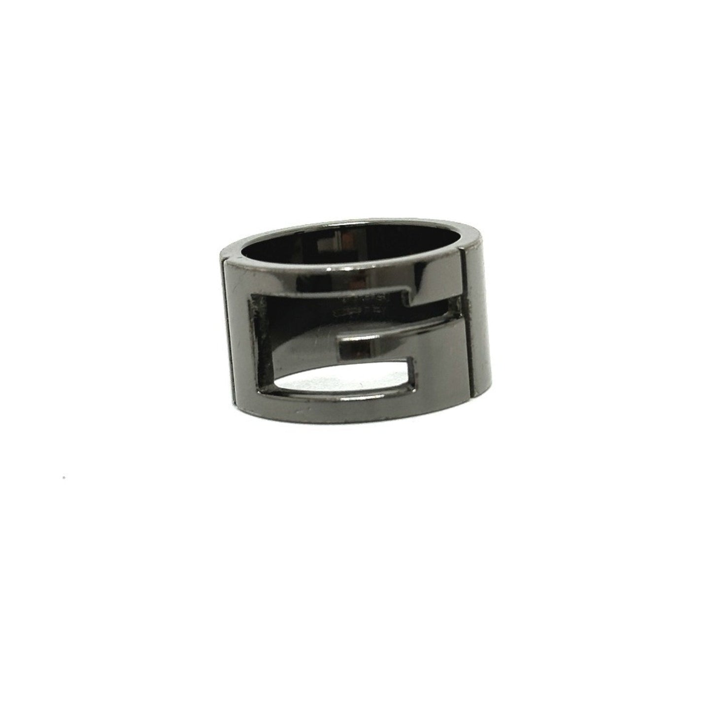 Gucci Black Silver Metal Band Ring ( )