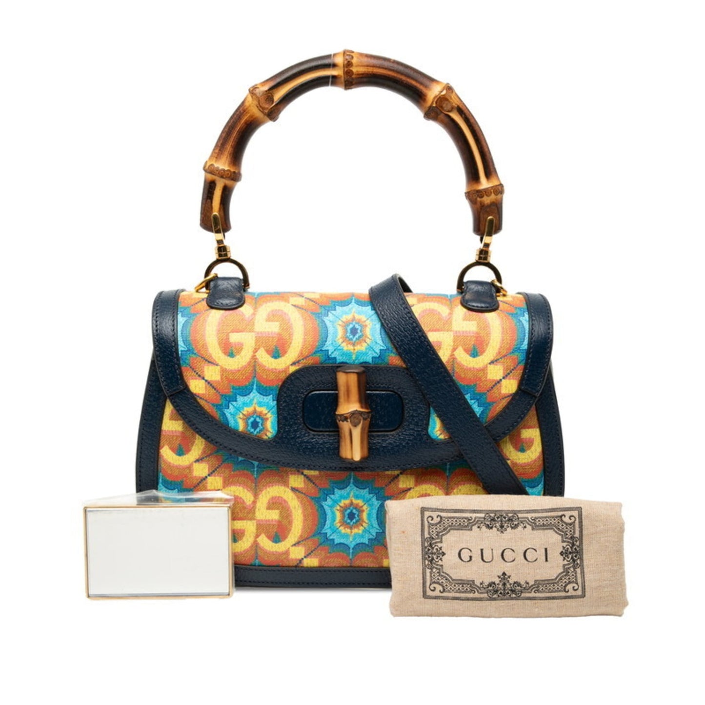 Gucci Multi-Color Navy Pvc Leather Handbag Shoulder Bag ( )