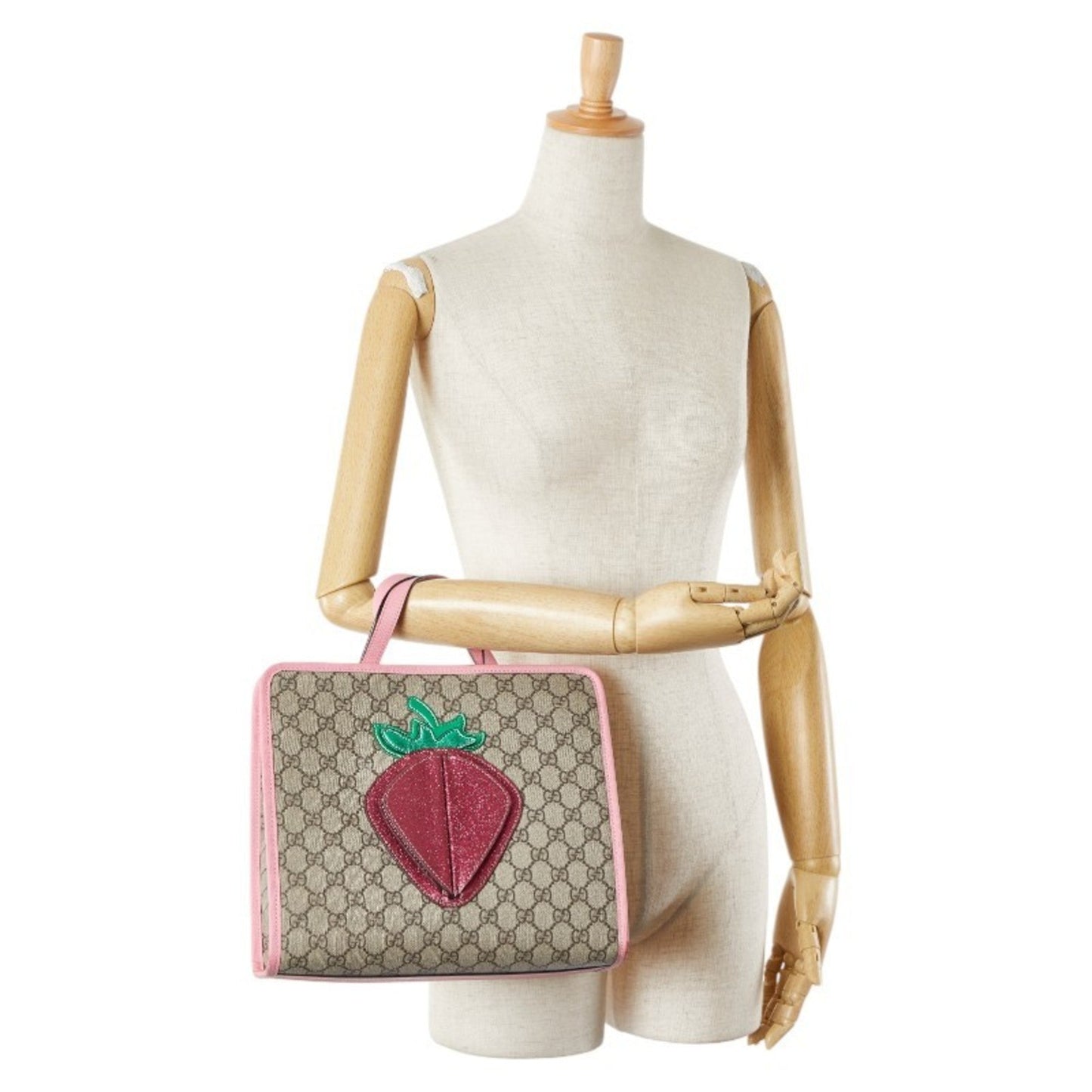 Gucci Beige Multi-Color Pink Pvc Leather Handbag Tote Bag ( )