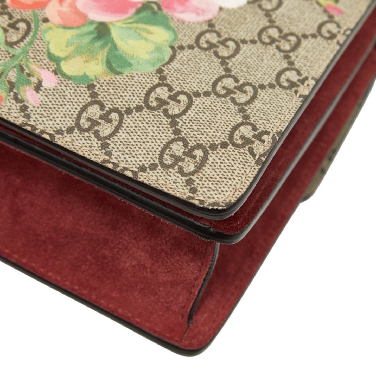 Gucci Beige Red Color Pvc Suede Shoulder Bag ( )