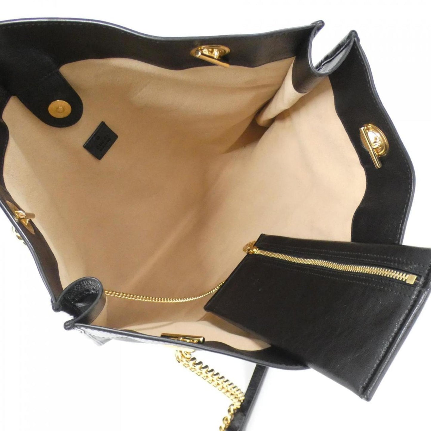 Gucci Black Leather Handbag Tote Bag ( )