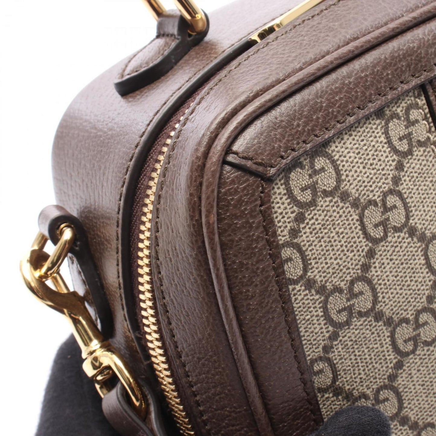 Gucci Beige Brown Multi-Color Coated Canvas Leather Handbag ( )
