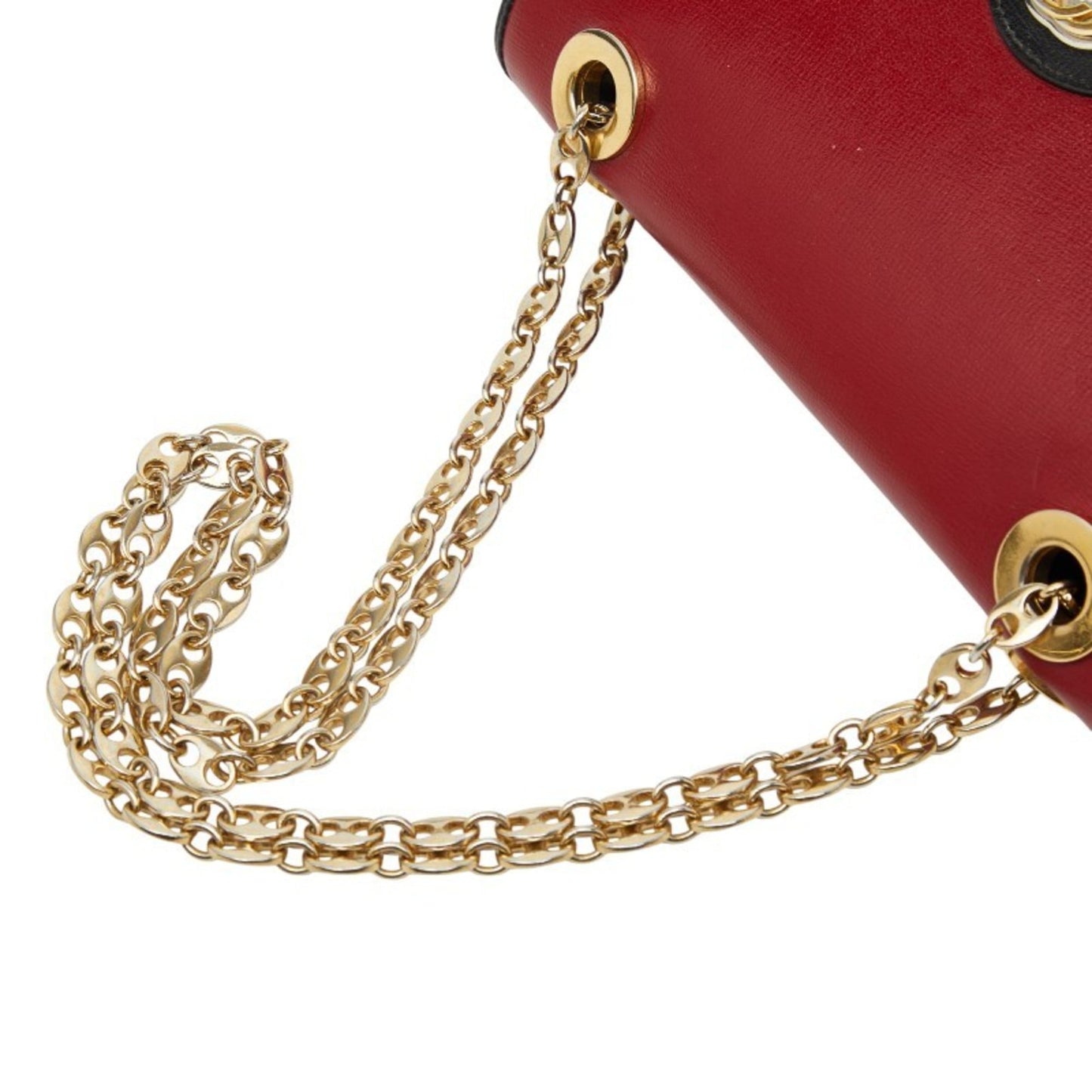 Gucci Black Red Color Leather Shoulder Bag ( )