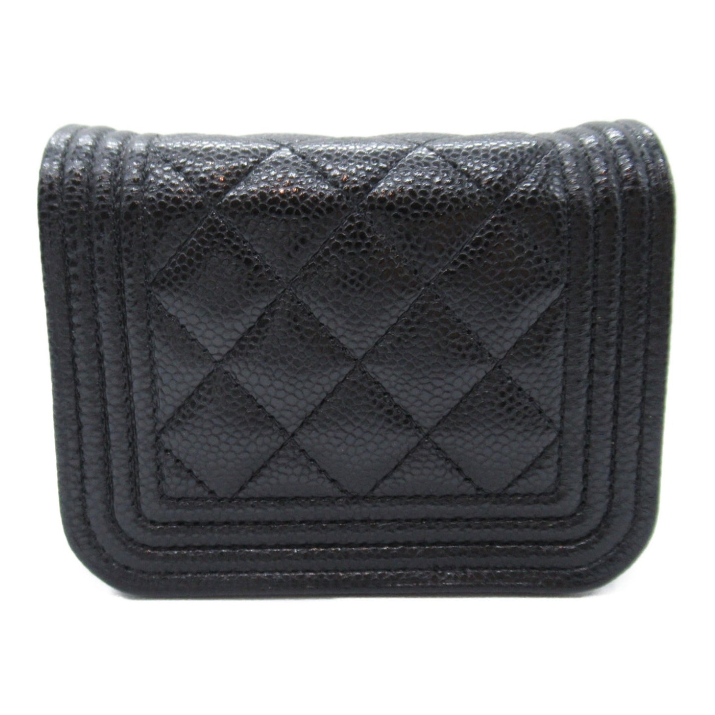 CHANEL Boy Chanel Chain Pochette Shoulder Bag Black Caviar Skin (Grained Calf)