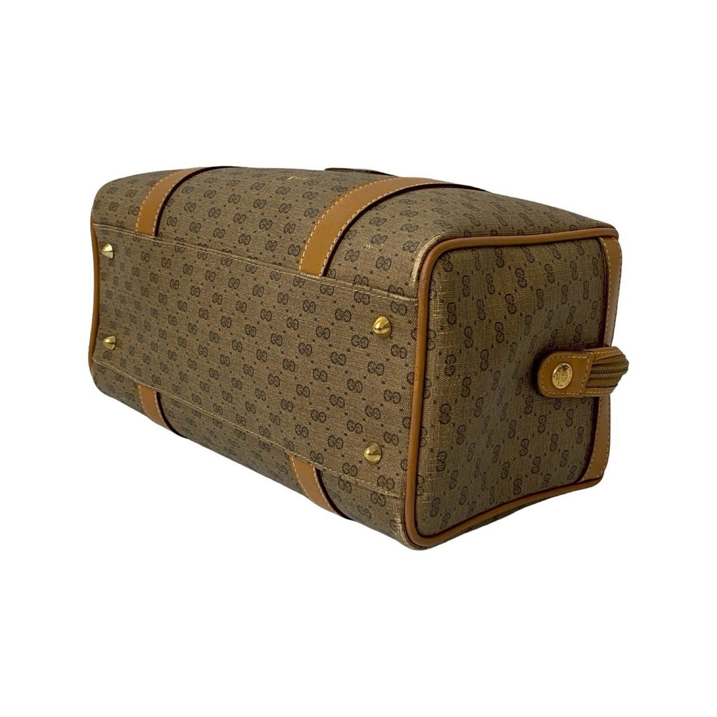 Gucci Brown Leather Pvc Boston Bag Handbag ( )