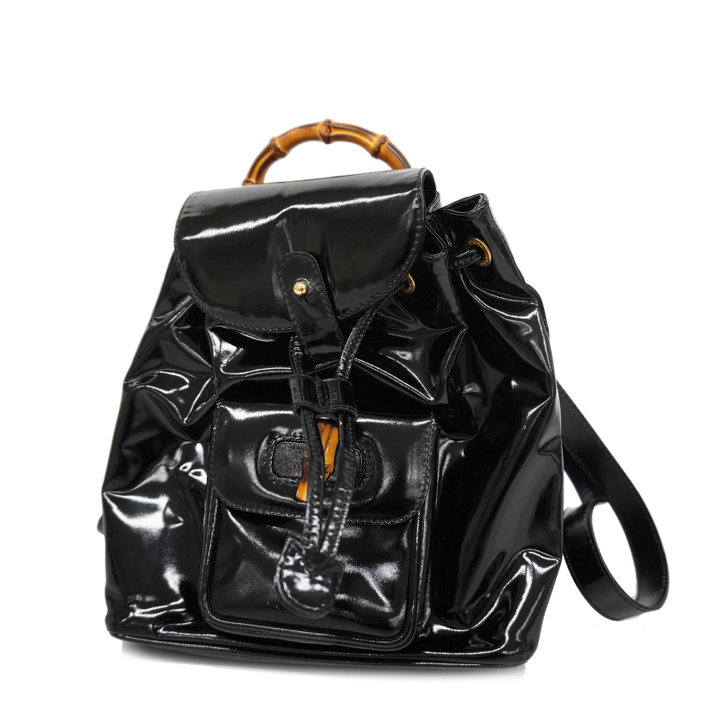 GUCCI Auth  Bamboo Rucksack 003 1998 0030 Women's Leather Backpack Black