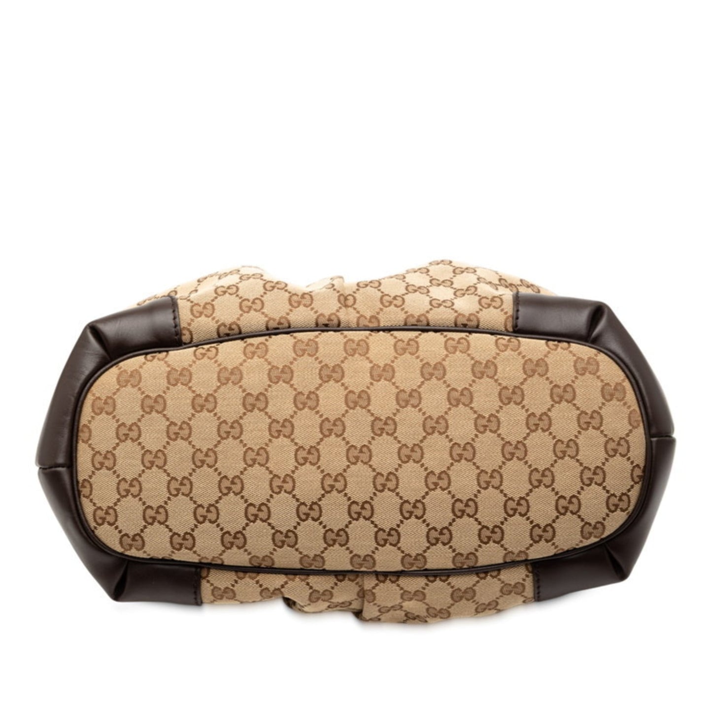 Gucci Beige Brown Canvas Leather Shoulder Bag Tote Bag ( )