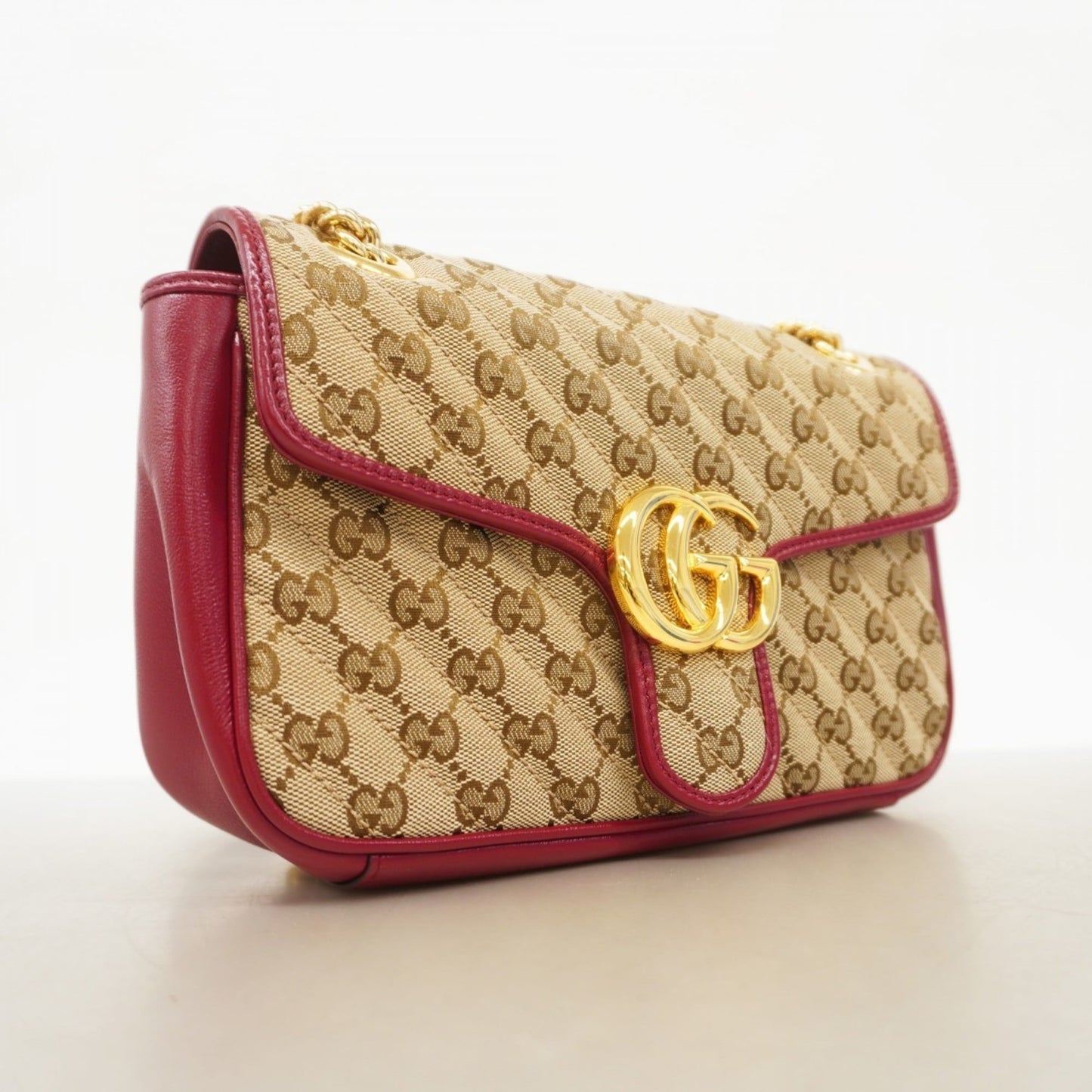 Gucci Brown Red Color Canvas Shoulder Bag ( )