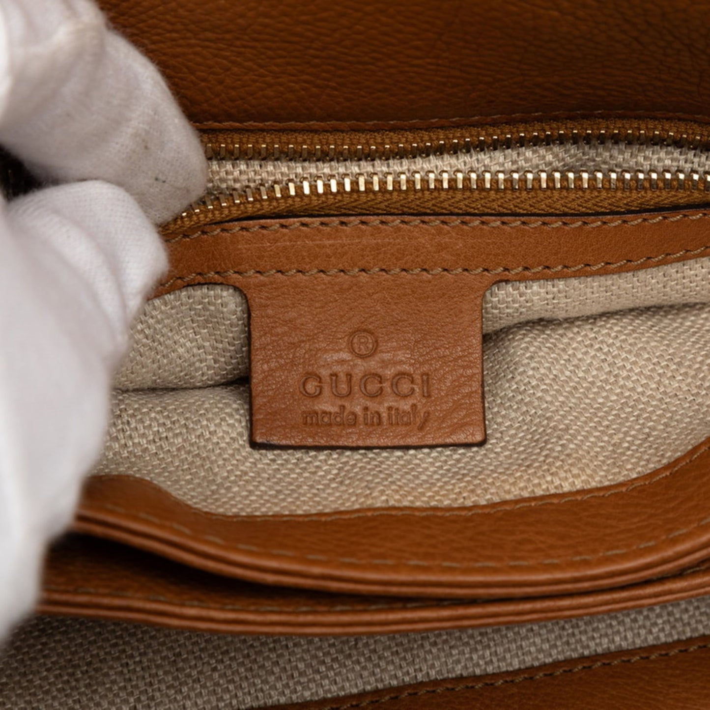 Gucci Beige Brown Canvas Leather Messenger Bag Shoulder Bag ( )