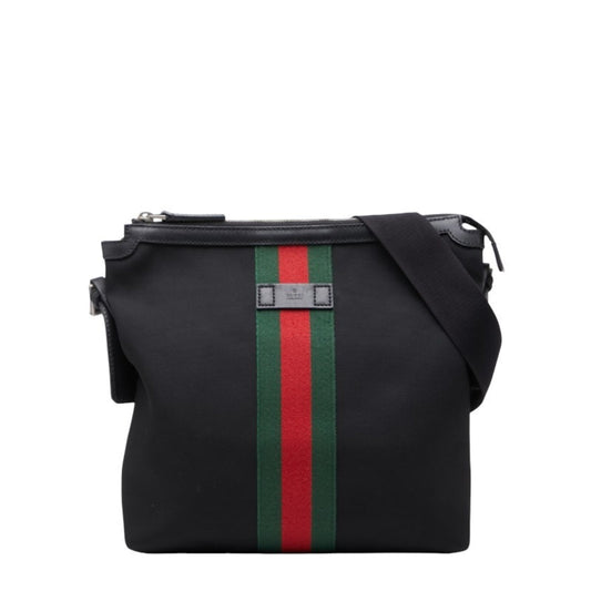 Gucci Black Nylon Leather Shoulder Bag ( )