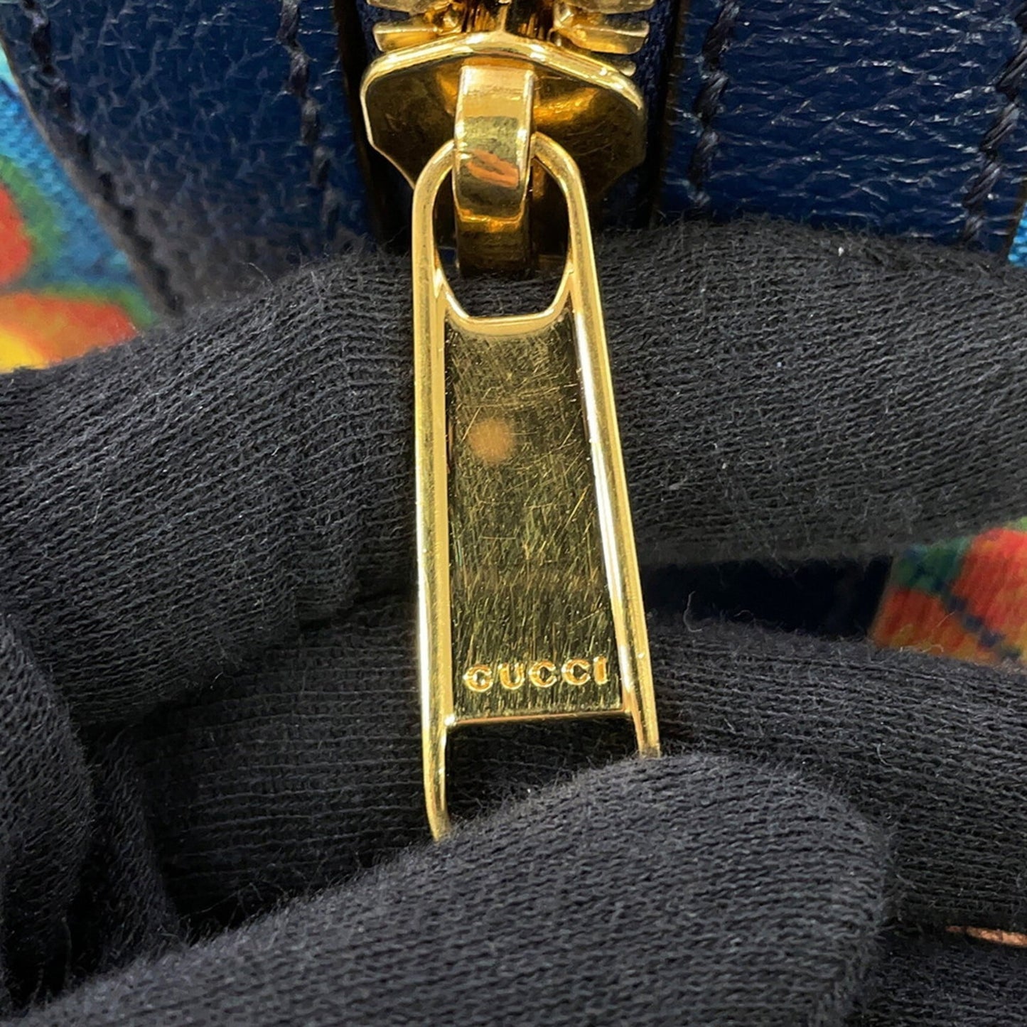 Gucci Navy Yellow Pvc Leather Boston Bag ( )