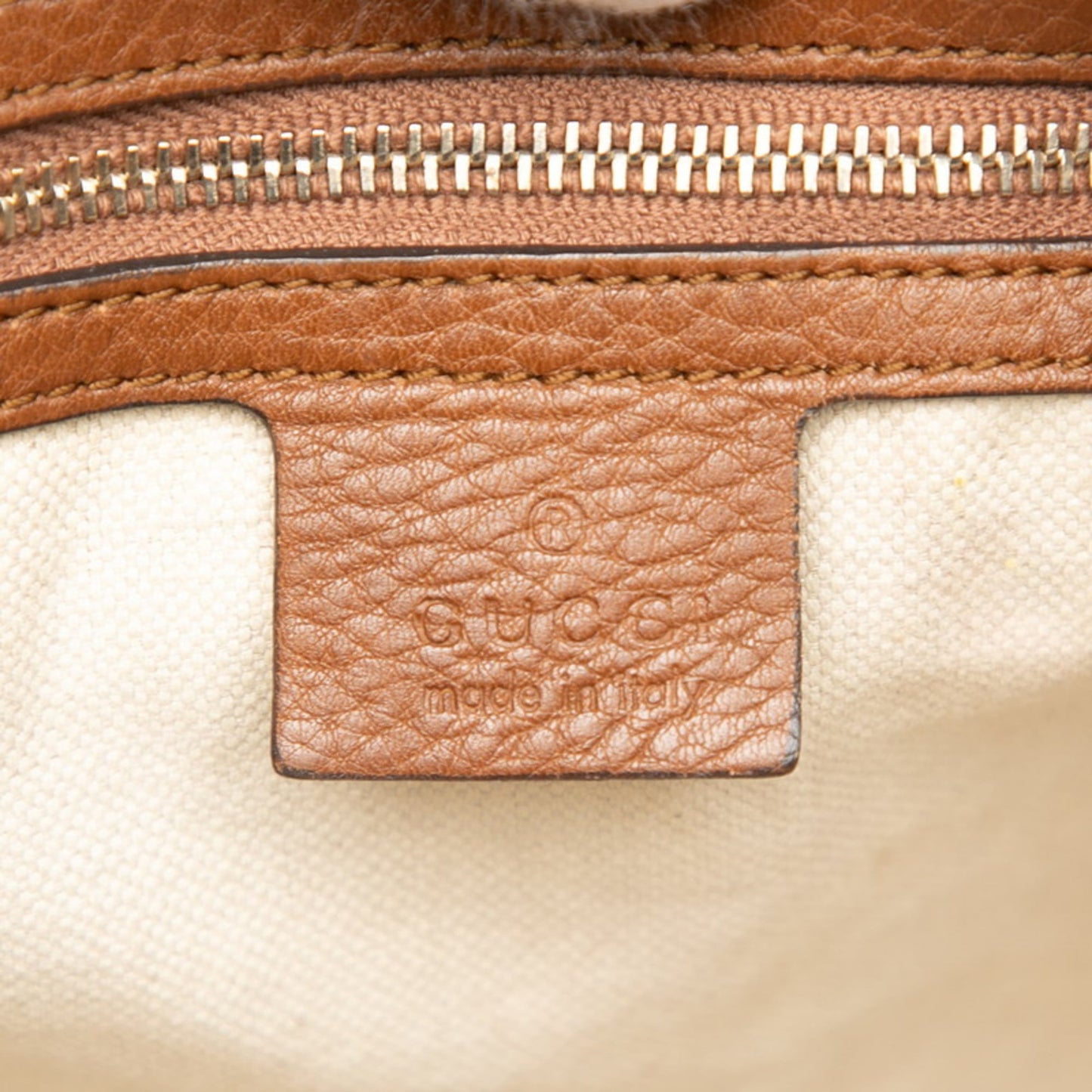 Gucci Beige Brown Canvas Leather Handbag Shoulder Bag ( )