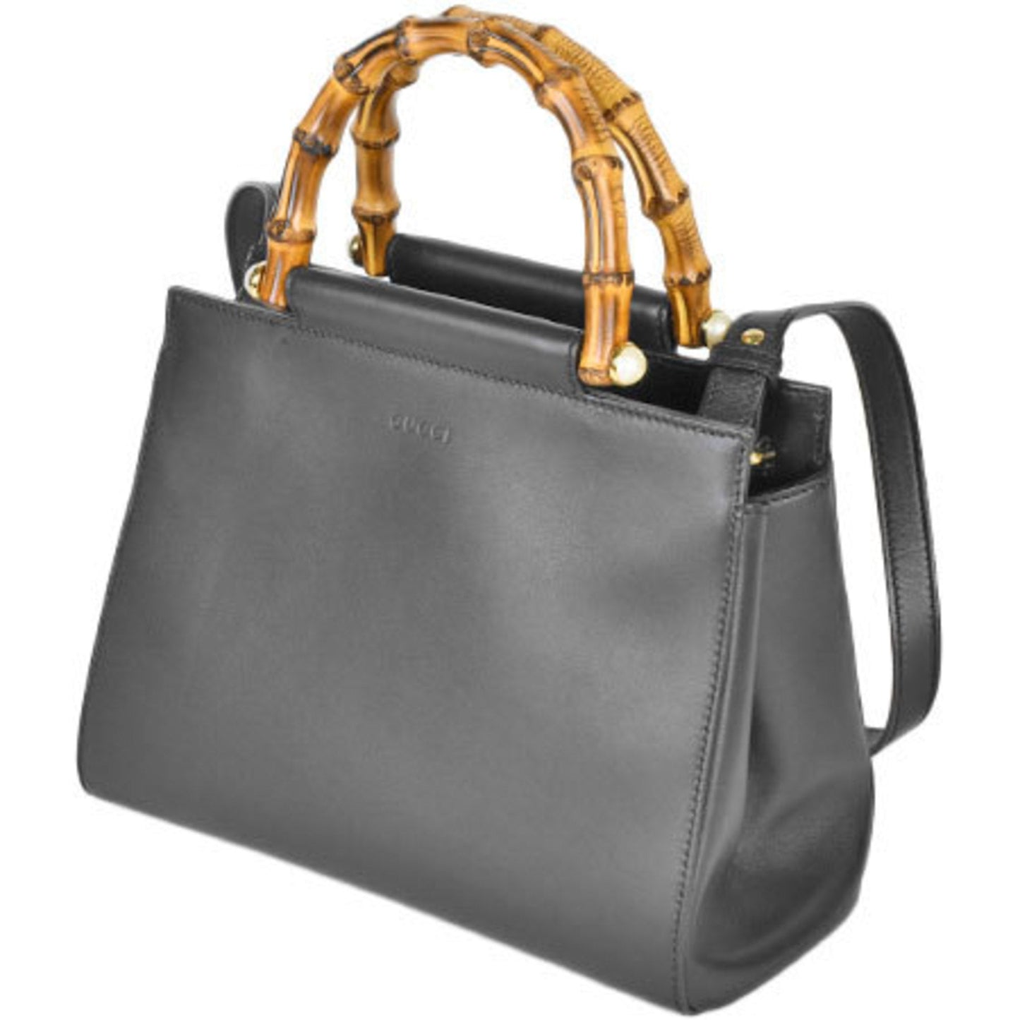 Gucci Bamboo Black Leather Shoulder Bag Style 8
