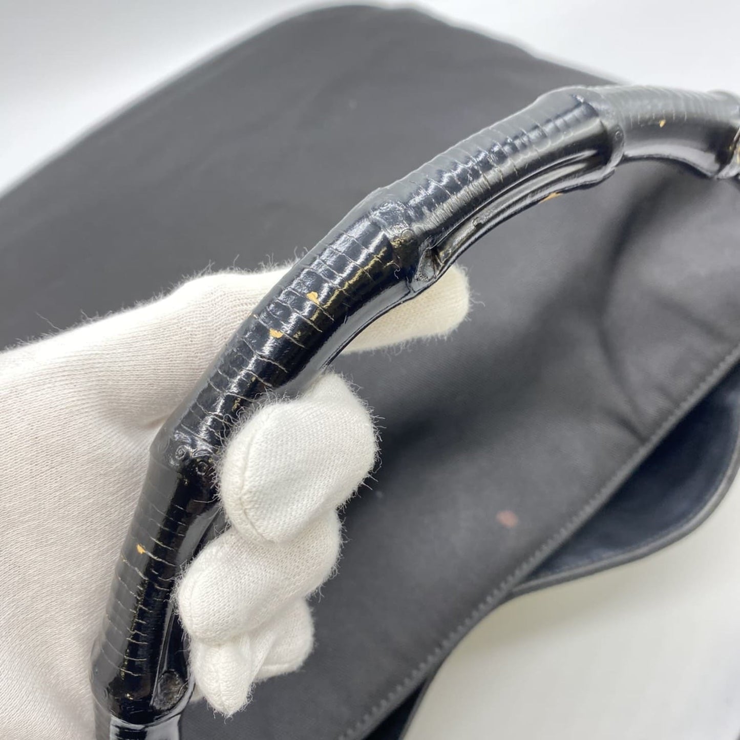 Gucci Bamboo Black Nylon Handbag Shoulder Bag ( )