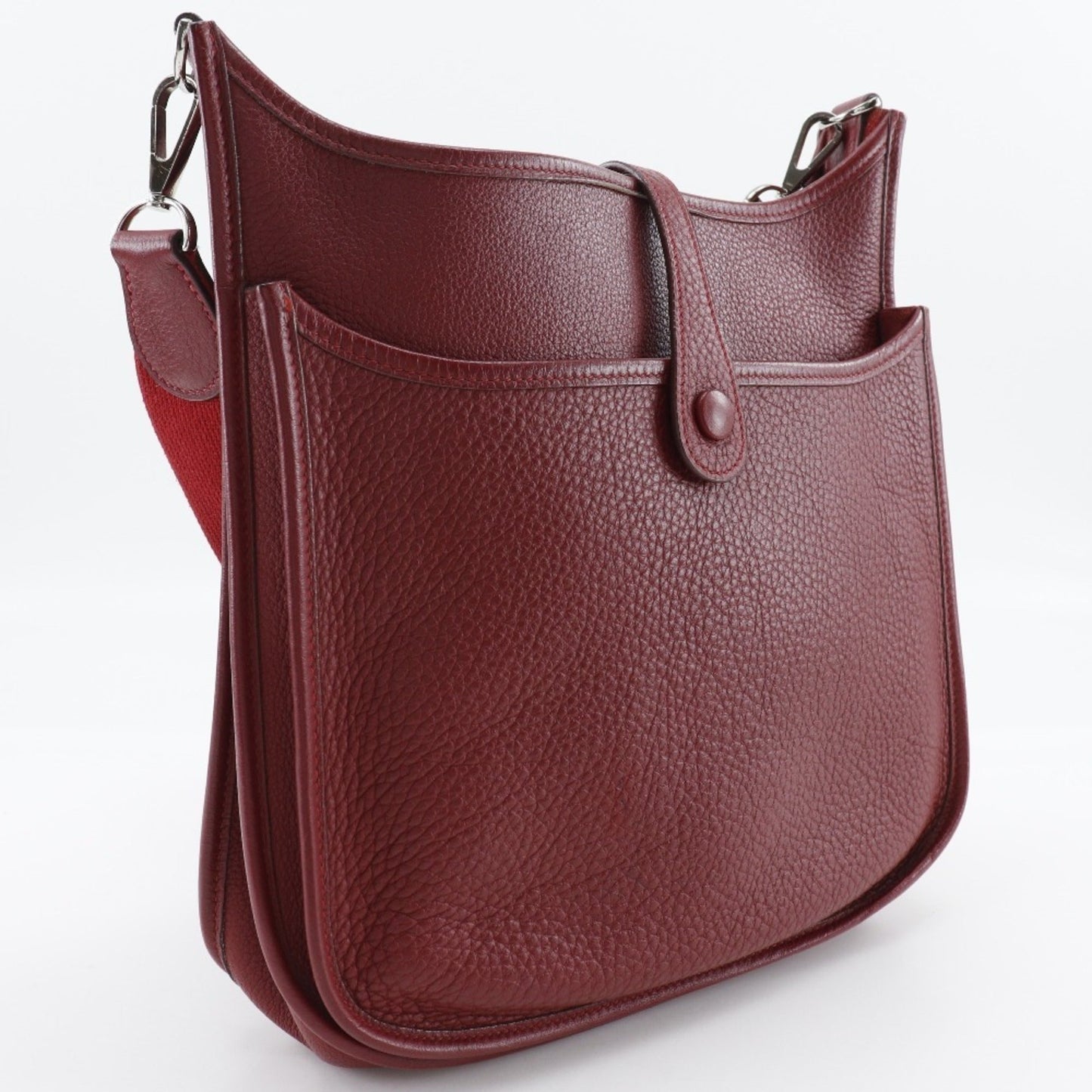 Hermes Red Color Taurillon Clemence Leather Shoulder Bag ( )