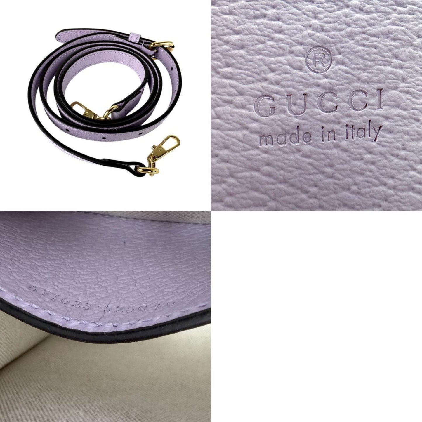 Gucci Beige Purple Gg Canvas Handbag Shoulder Bag ( )