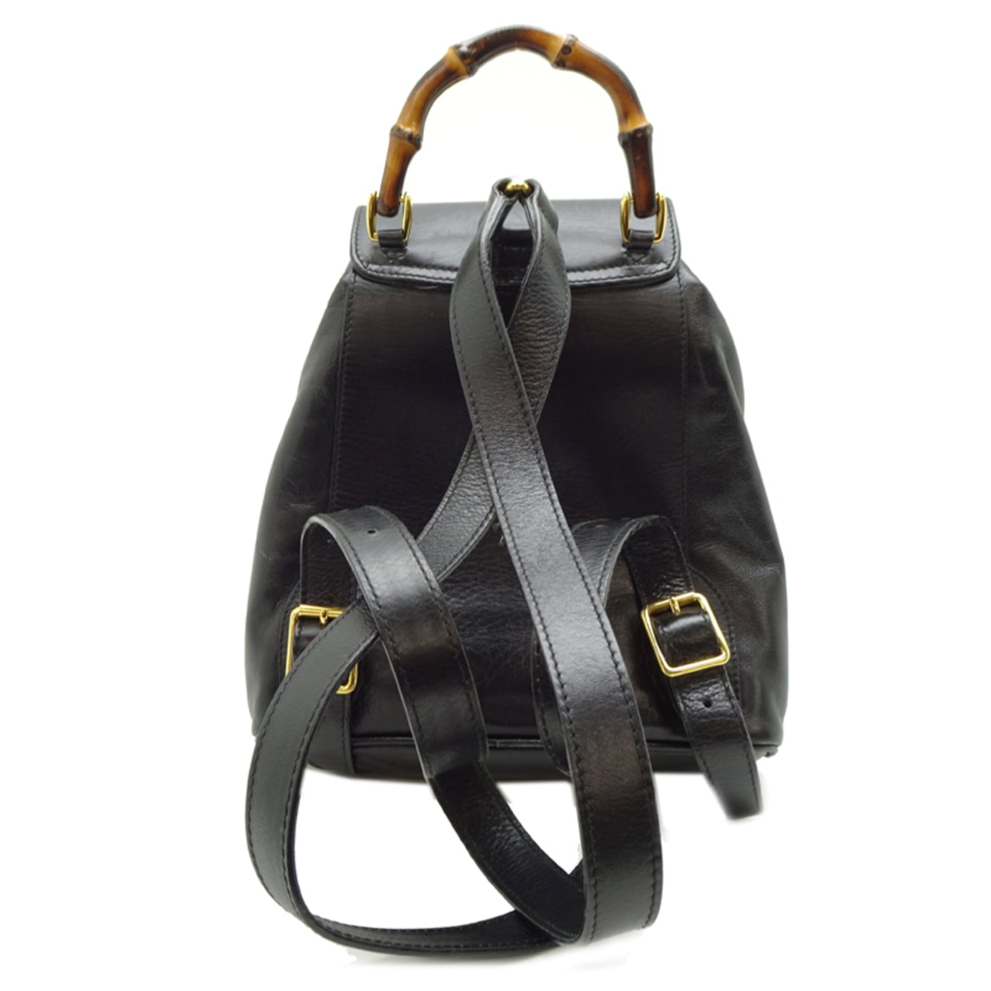 Gucci Black Leather Bamboo Backpack ( )