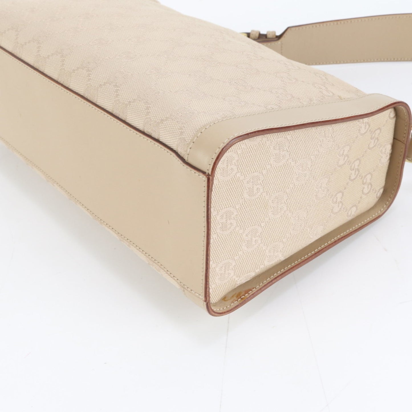 Gucci Beige Leather Canvas Shoulder Bag ( )