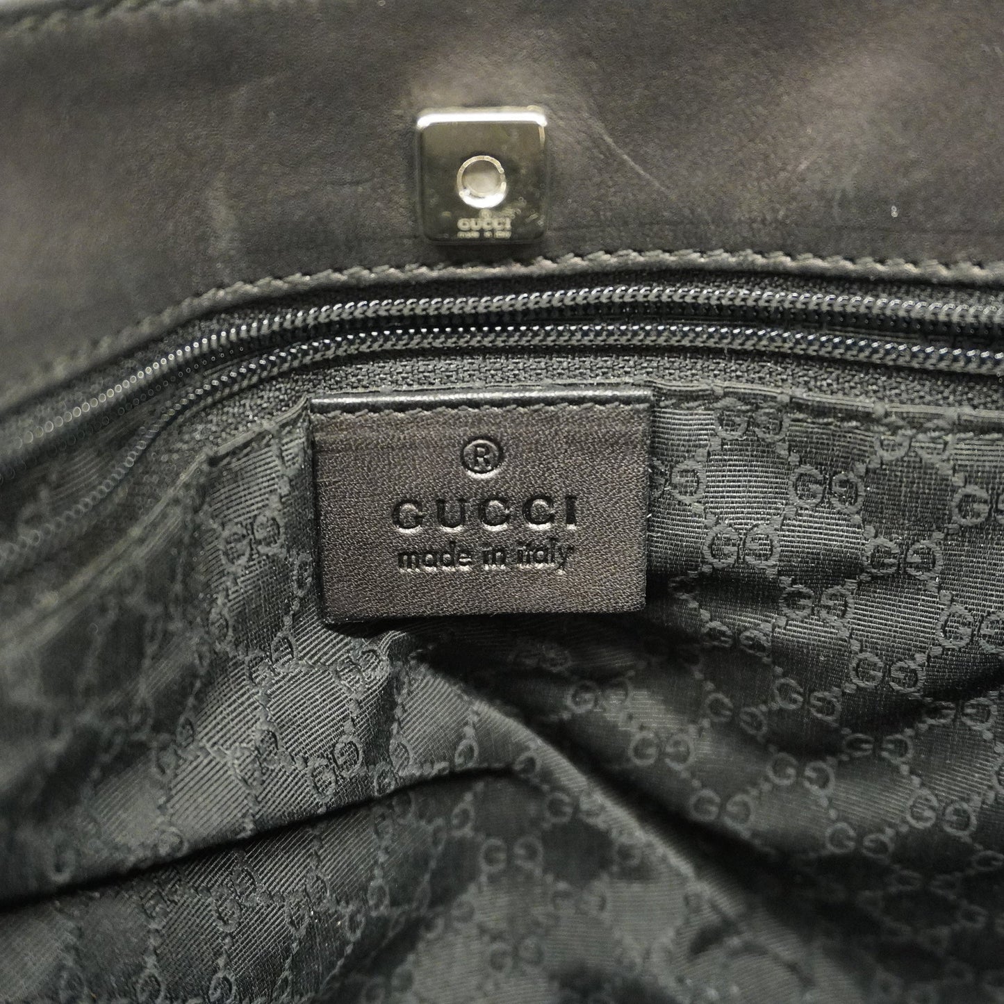GUCCI Auth  Sherry Line 73984 Women's Denim,Leather Handbag Black