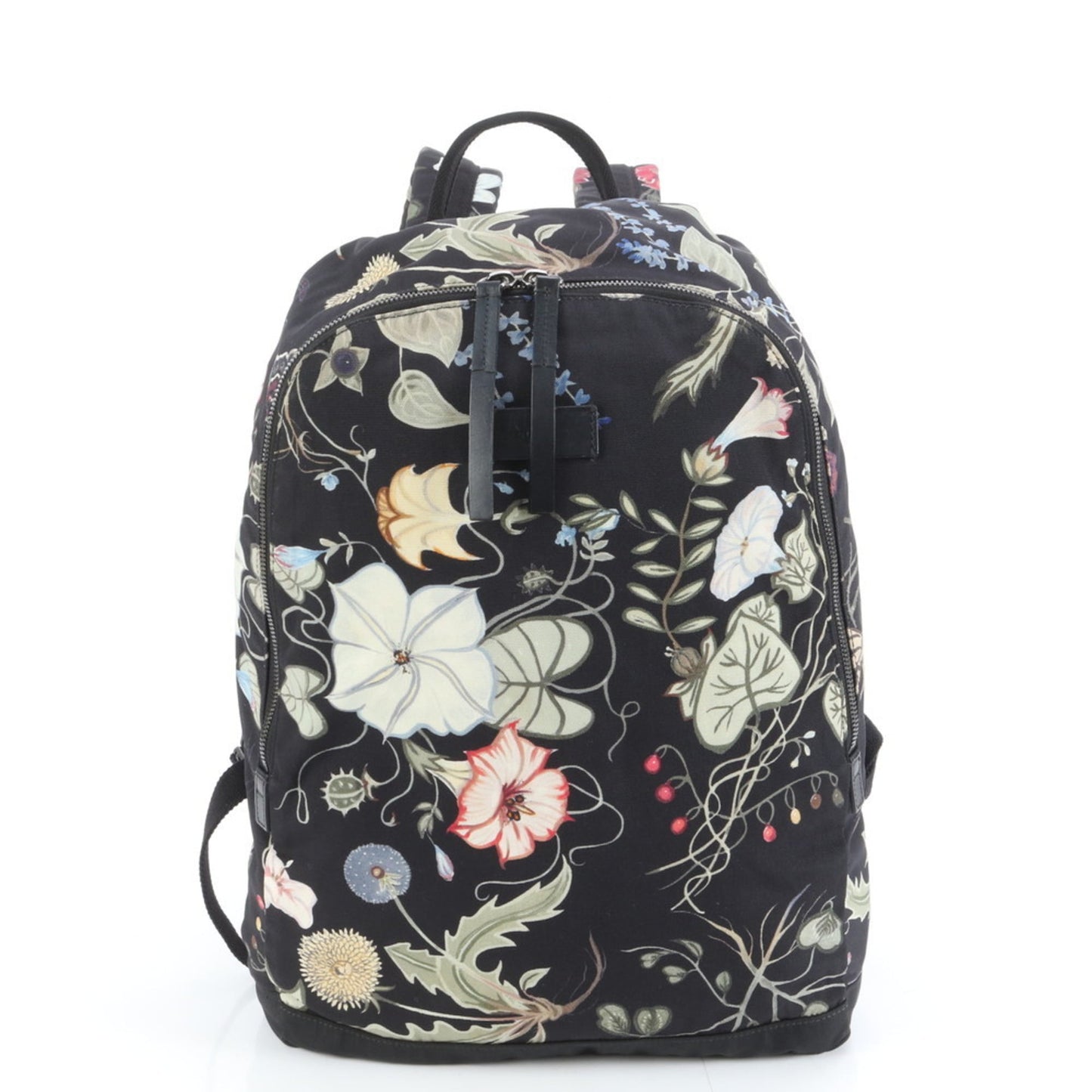 Gucci Black Leather Canvas Backpack Shoulder Bag ( )