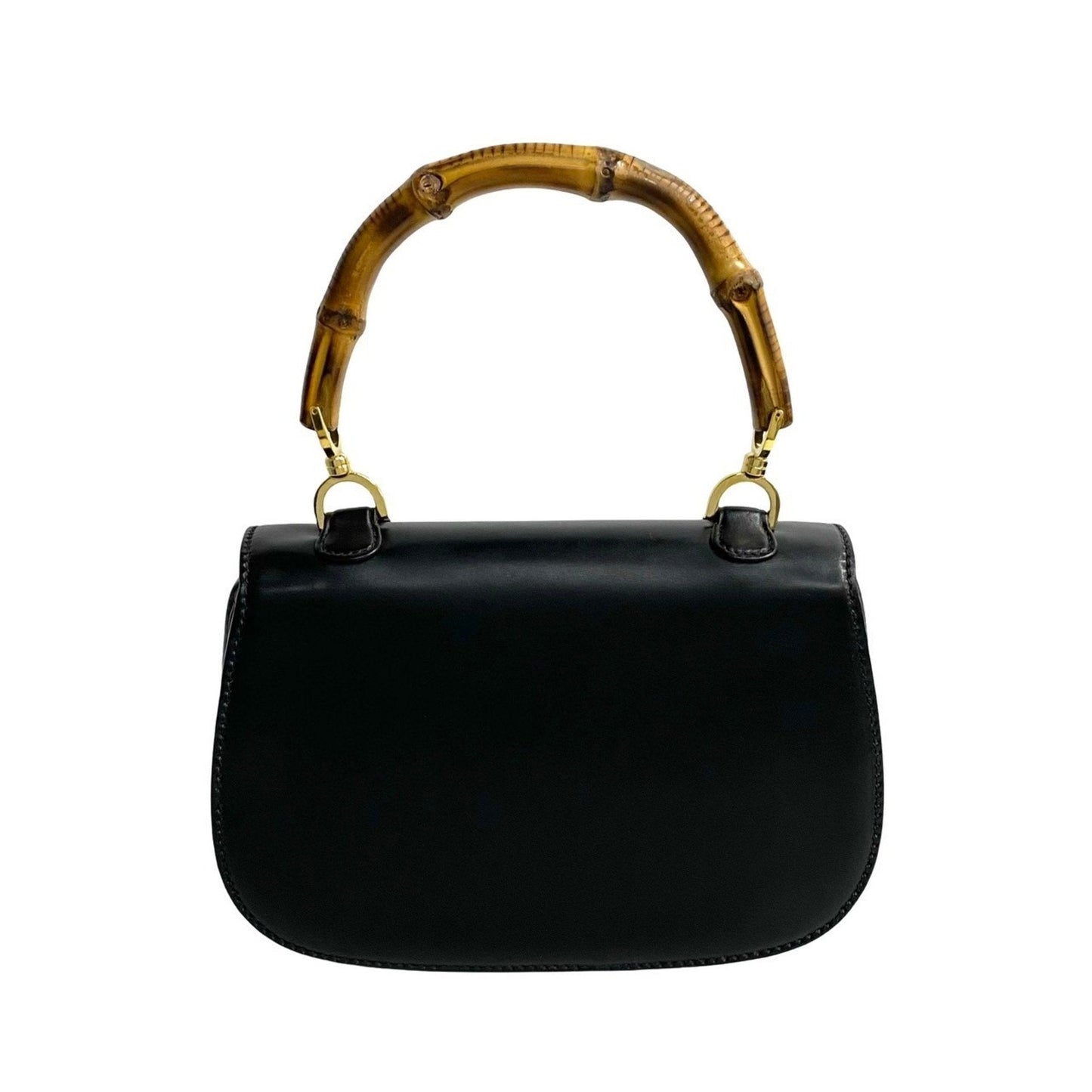 Gucci Black Bamboo Leather Handbag Tote Bag ( )