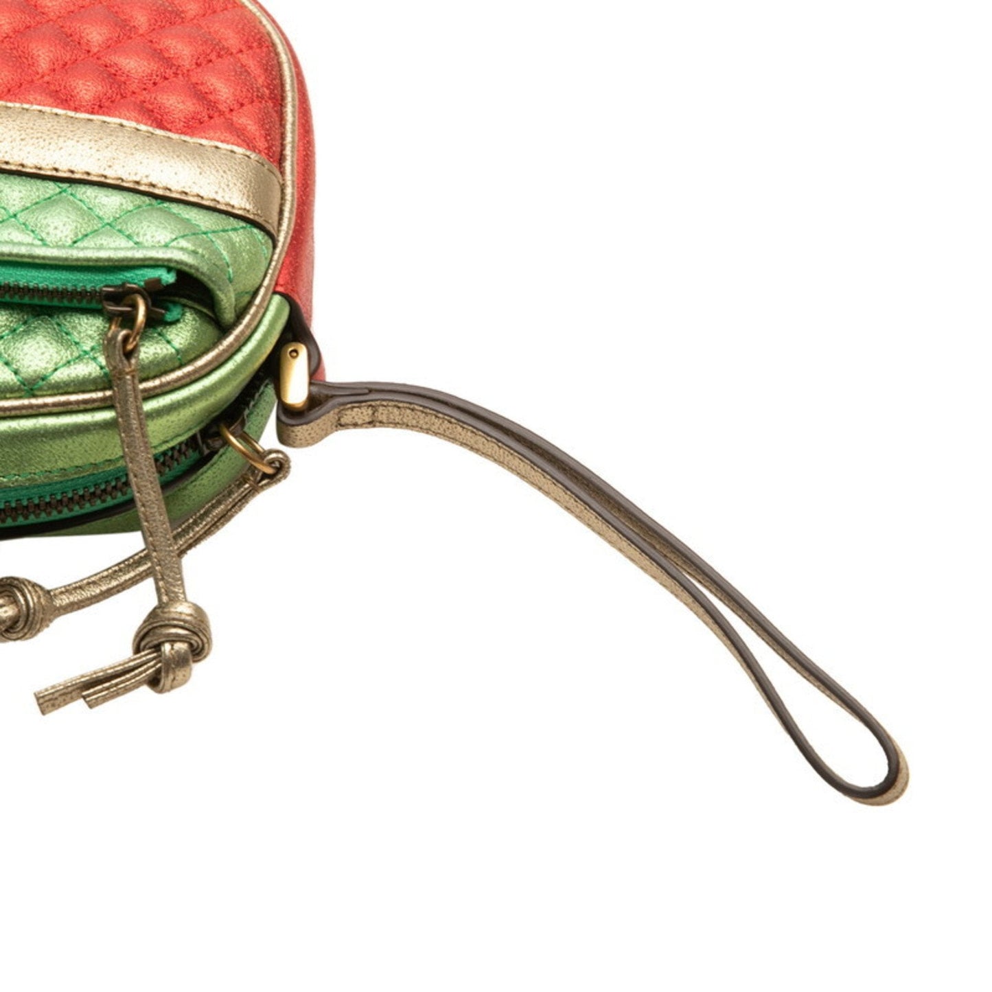 Gucci Gold Green Red Color Leather Clutch Bag ( )