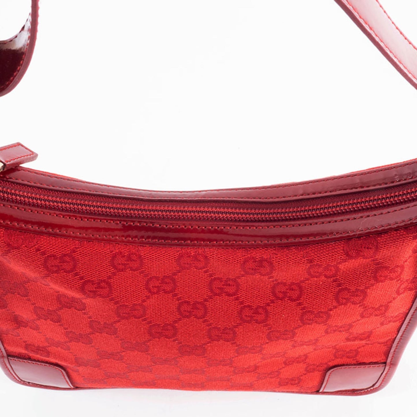 Gucci Red Color Canvas Leather Shoulder Bag ( )