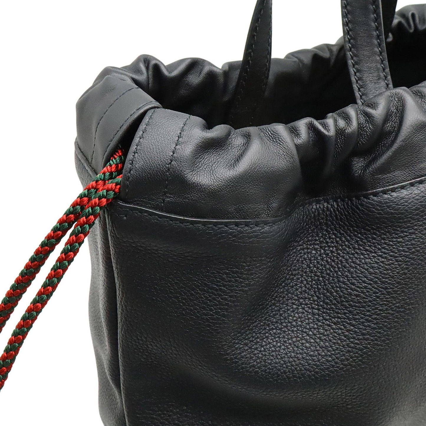 Gucci Black Green Red Color Leather Backpack Tote Bag ( )