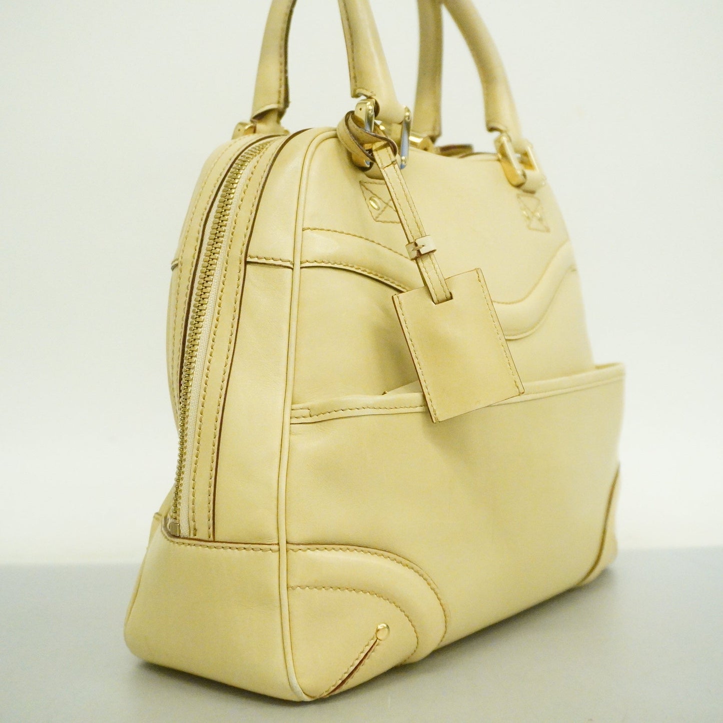 GUCCI Auth  140696 Women's Leather Handbag Ivory
