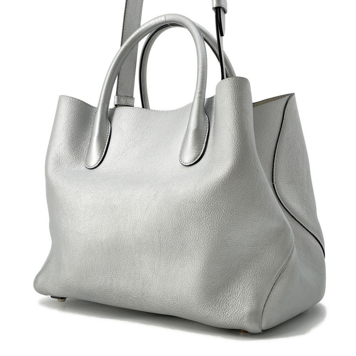 Christian Dior Silver Leather Handbag Shoulder Bag ()