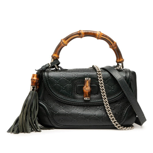 Gucci Green Leather Handbag Shoulder Bag ( )