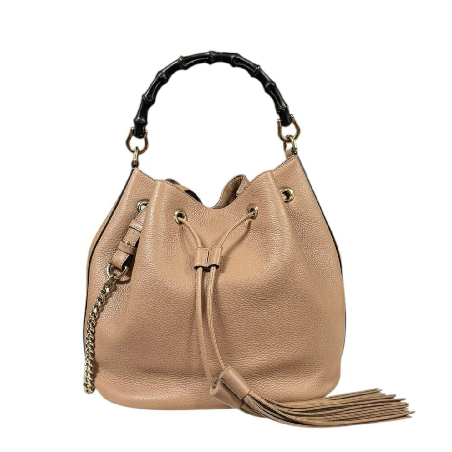 Gucci Beige Bamboo Leather Shoulder Bag ( )