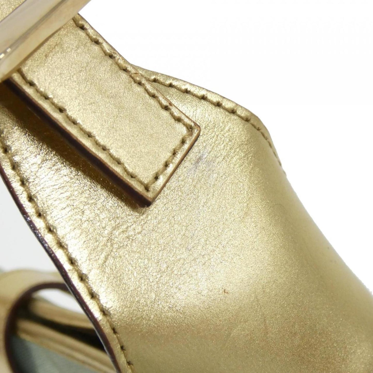 Gucci Gold Light Blue Canvas Leather Shoulder Bag ( )