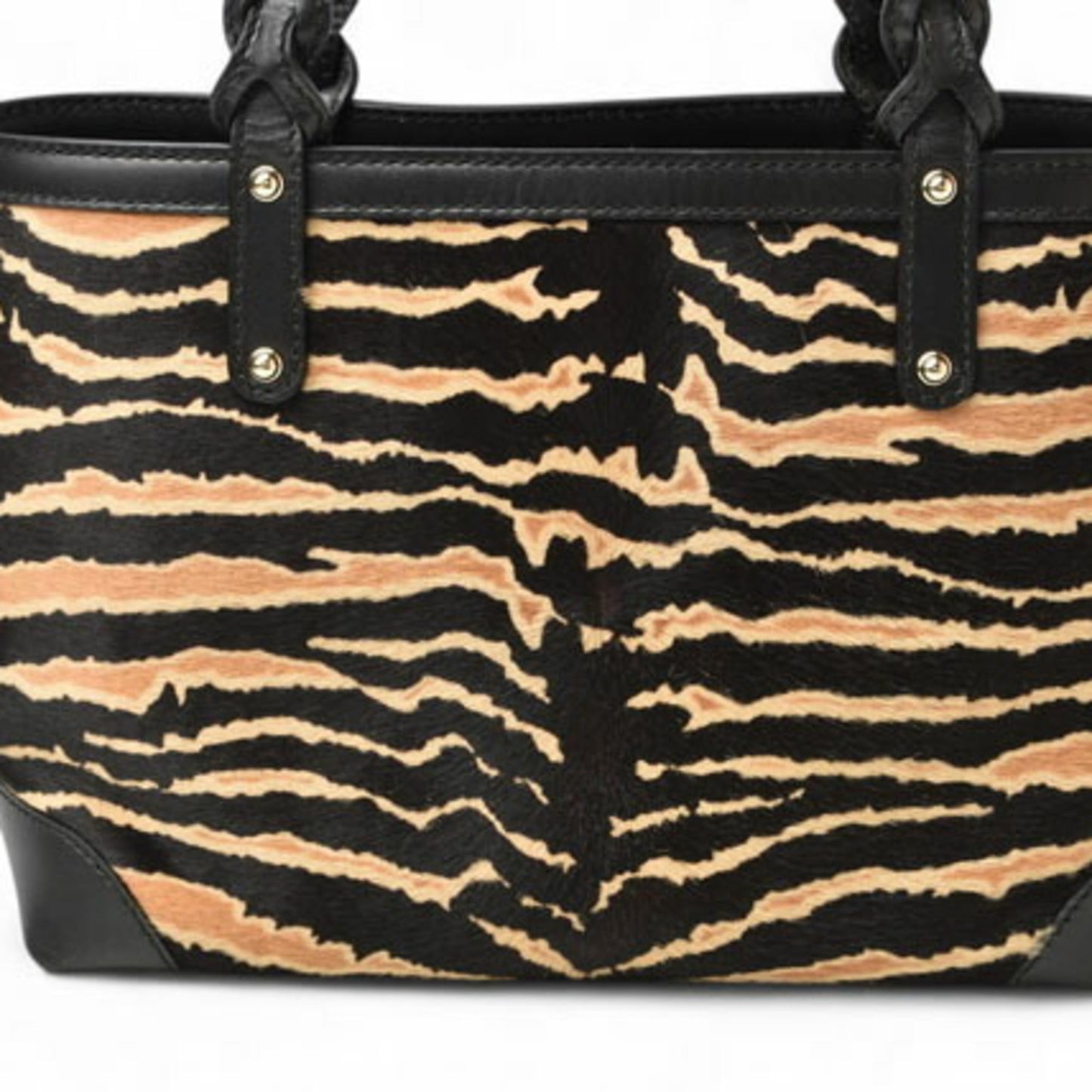 Gucci Beige Black Leather Handbag Tote Bag ( )