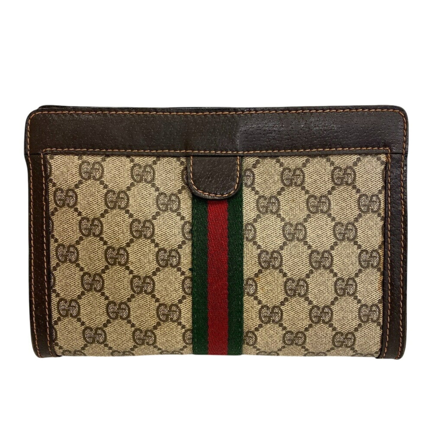 Gucci Brown Pvc Coated Canvas Clutch Bag ( )