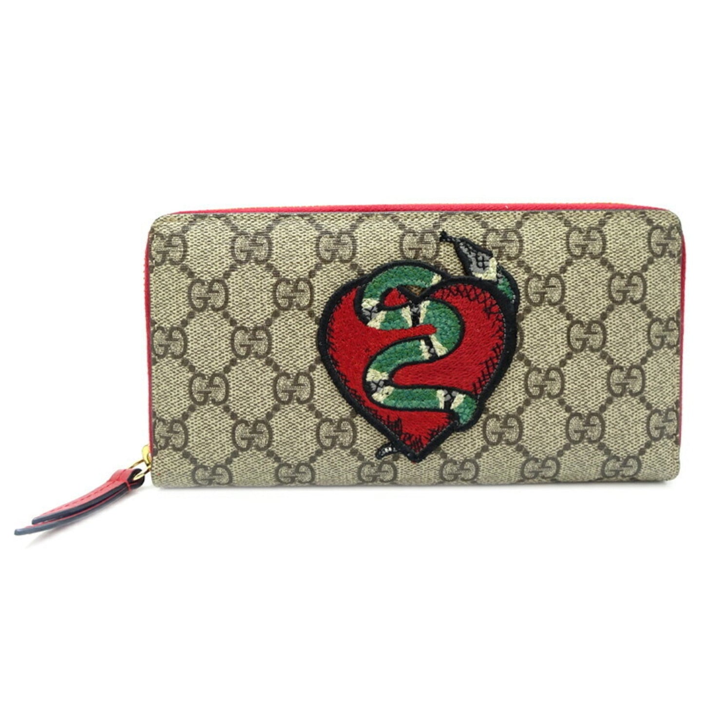 Gucci Beige Green Khaki Red Color Gg Supreme Long Bill Wallet (Bi-Fold) ( )