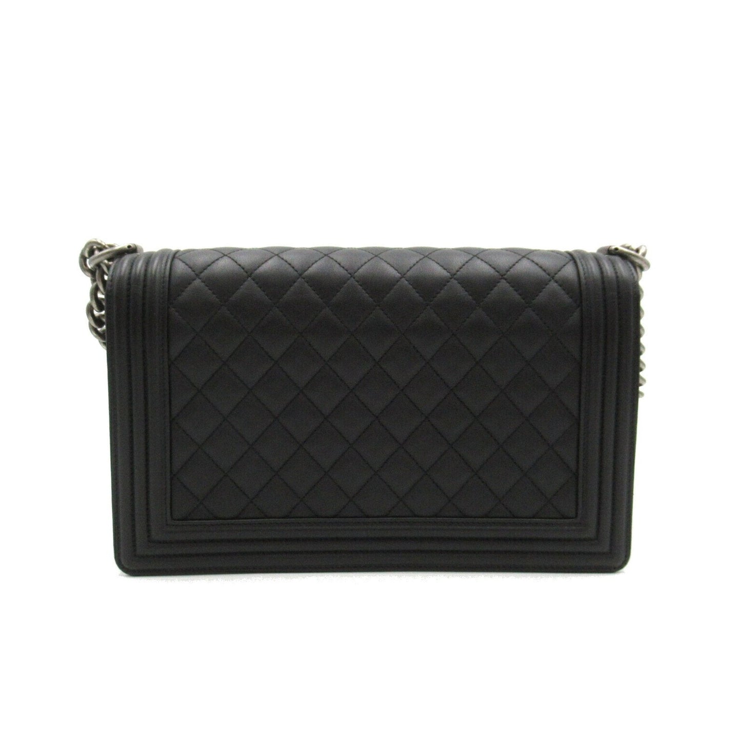 CHANEL Boy Chanel Chain Shoulder Bag Leather Women's Black